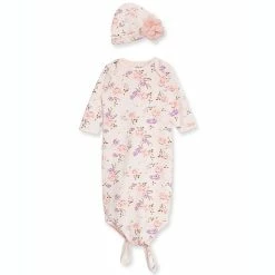Hot Sale ❤️ Little Me® Size 0-3M 2-Piece Meadow Knotted Gown And Hat Set In Pink 😉