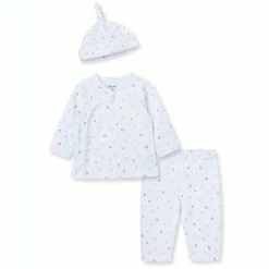 Best Sale ⌛ Little Me® 3-Piece Stars Organic Cotton 👚 Shirt, Pant, And Hat Set In White 😍