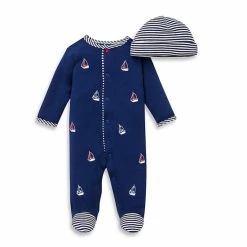 Buy 👏 Little Me® 2-Piece Sailboats Footie And Hat Set In Navy 💯