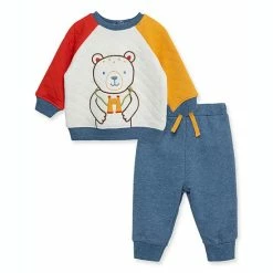 Hot Sale 😉 Little Me® 2-Piece Outdoor Bear Sweatshirt And Pant Set In White/Red 🛒