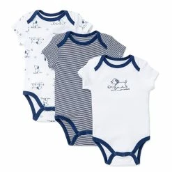 Outlet 🔥 Little Me® 3-Pack Puppy Toile Bodysuits In White/Navy 🌟