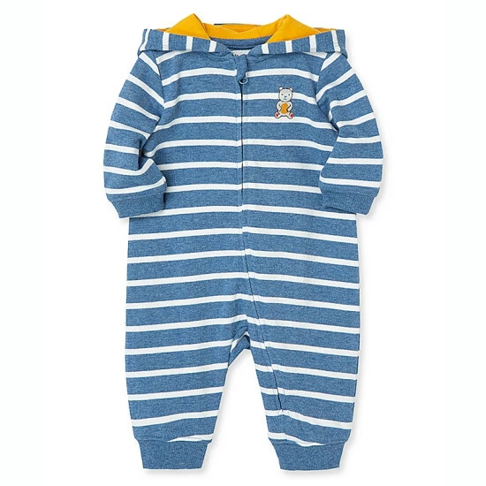 Discount ๐งจ Little Me® Striped Big Bear Hooded Coverall In Blue ๐ - Image 3