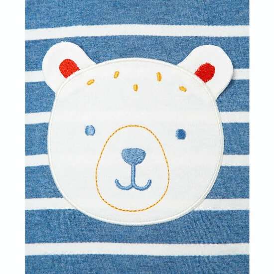 Discount ๐งจ Little Me® Striped Big Bear Hooded Coverall In Blue ๐ - Image 4