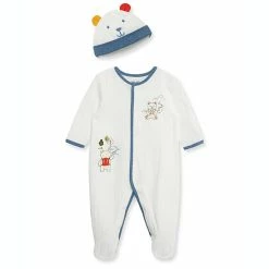 Best Pirce 💯 Little Me® Wilderness Footie & Hat Set In Ivory/Blue 💯