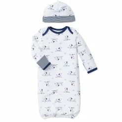 Cheap ✨ Little Me® 2-Piece Puppy Toile Gown And Hat Set Navy 🔔