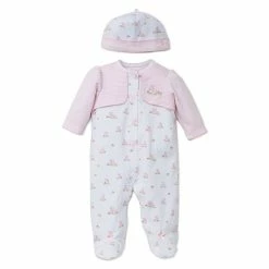 New ⭐ Little Me® Preemie 2-Piece Baby Bunnies Footie With Faux Jacket And Hat Set Pink 😉