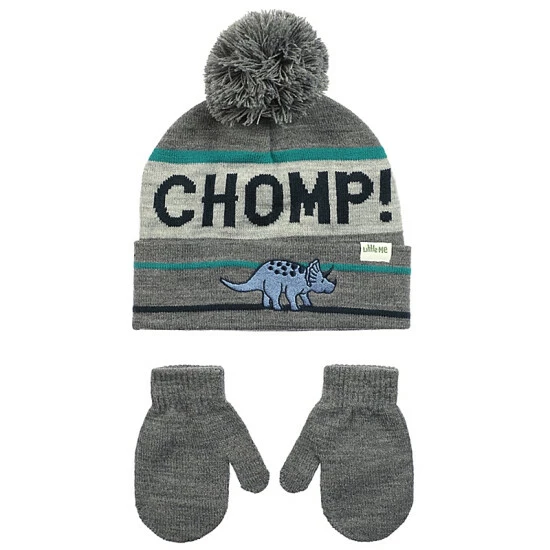 Coupon ๐ฅฐ Little Me™ Size 2T-4T Dinosaur Cuff Hat And Mitten Set In Heather Grey ๐ - Image 2
