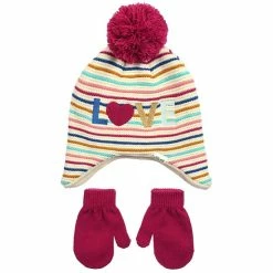 Cheapest 🌟 Little Me™ Size 2T-4T Multicolor Stripe "Love" Hat And Mitten Set 😀
