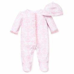 Promo 🔥 Little Me® Preemie 2-Piece Damask Scroll Footie And Hat Set In Pink 🤩