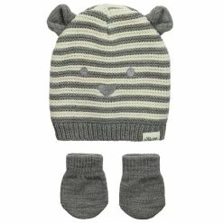 Best Pirce 😍 Little Me® Size 3-9M 2-Piece Knit Bear Face Hat And Mitten Set In Light Grey ❤️