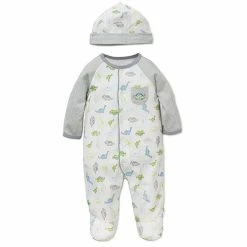 Hot Sale 🔔 Little Me® Newborn 2-Piece Tiny Dinos Footie And Hat Set In Grey 😉