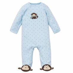 Wholesale 🤩 Little Me® Monkey Star Side-Snap Footie In Blue 🔥