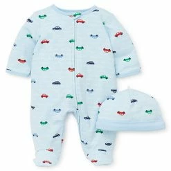 Hot Sale ⭐ Little Me® 2-Piece Colorful Cars Footie And Hat Set In Blue 👍