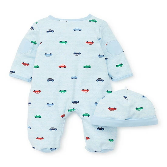 Hot Sale โญ Little Me® 2-Piece Colorful Cars Footie And Hat Set In Blue ๐ - Image 2
