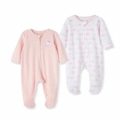 New ❤️ Little Me® 2-Pack Elephant Footies In Pink 🛒