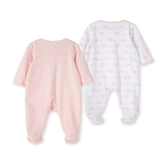 New ❤️ Little Me® 2-Pack Elephant Footies In Pink 🛒 - Image 2
