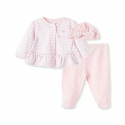 Outlet ⌛ Little Me® Size 9M 3-Piece Elephant Peplum Cardigan, Footed Pant And Hat Set In Pink 👏