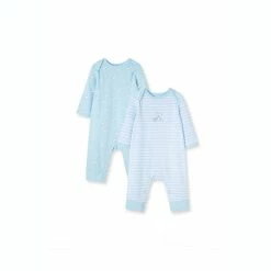 Hot Sale 🎉 Little Me® Size 6M 2-Pack Striped Bear Organic Cotton Coveralls In Blue 👍