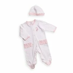 Deals 🛒 Little Me® Blue Pink Heart Footie With Cap 🔔
