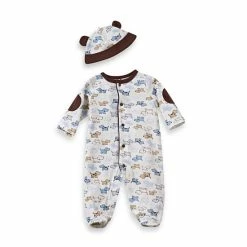 Budget 🤩 Little Me® 2-Piece Cute Puppies Footie And Hat Set In Ivory/Brown 🤩
