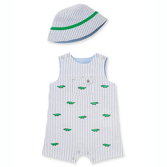 Buy 🧨 Little Me® 2-Piece Gator Sunsuit In Light Blue/White/Green ❤️