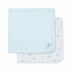 Promo 😀 Little Me® 2-Pack Safari Organic Cotton Receiving Blankets In Blue 🔥