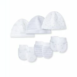 Budget ⌛ Little Me® 9-Piece Stars Organic Cotton Mix-and-Match Hat And Mitt Set In White ✨
