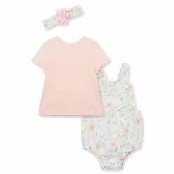 Flash Sale 🎁 Little Me® Newborn 3-Piece Bee Lovely Floral Bubble Bodysuit, Top, And Headband Set 😍