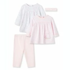 Hot Sale ⭐ Little Me® 4-Piece Soft Roses Pant, Top, And Headband Set In Pink 🤩