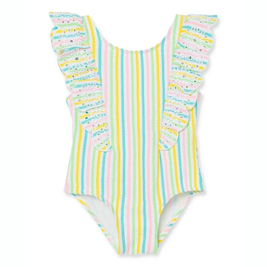Top 10 🎉 Little Me® 3D Multicolor Stripe Ruffle 🩱 Swimsuit 🔔