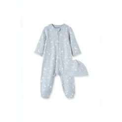 Buy 🛒 Little Me® 2-Piece Star Moon Long Sleeve Footie And Hat Set In Grey 💯