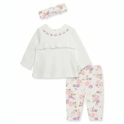 Best deal ⌛ Little Me 3-Piece Meadow Tunic, Pant, And Headband Set In Pink/White 🌟