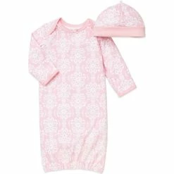 Best reviews of 🎉 Little Me® 2-Piece Damask Scroll Newborn Gown And Hat Set In Pink 🛒