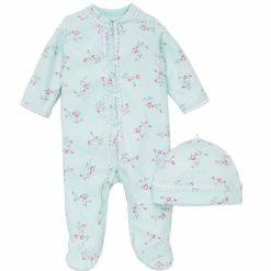 Flash Sale 🧨 Little Me® 2-Piece Floral Spray Footie And Hat Set In Aqua 💯