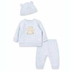 Outlet 🤩 Little Me® 3-Piece Bear Quilt Pant Set With Hat In Heather Grey 🔔