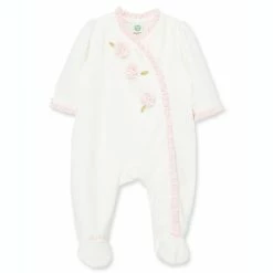 Wholesale 🥰 Little Me™ Floral Velour Footie Romper In Ivory 🎁