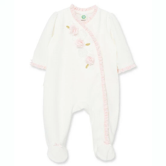 Wholesale ๐ฅฐ Little Me™ Floral Velour Footie Romper In Ivory ๐