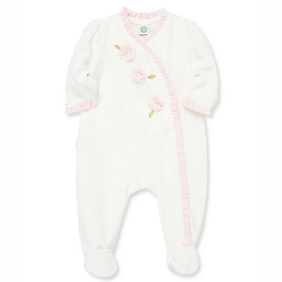 Wholesale ๐ฅฐ Little Me™ Floral Velour Footie Romper In Ivory ๐ - Image 3