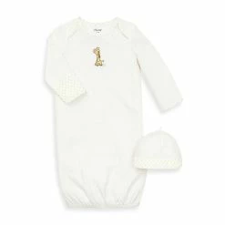 Brand new 🔥 Little Me® Giraffe Ivory Gown With Hat Tan 🛒