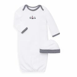 Best deal 👍 Little Me® 2-Piece Sailboats Long Sleeve Gown And Hat Set White ✨