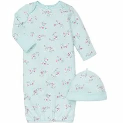 New 😍 Little Me® 2-Piece Floral Gown And Hat Set In Aqua/Pink 👍