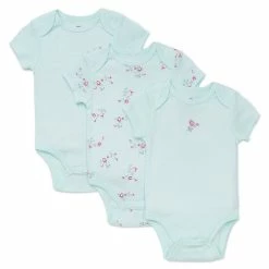 Budget 🥰 Little Me® 3-Pack Floral Spray Bodysuits In Aqua 🎉