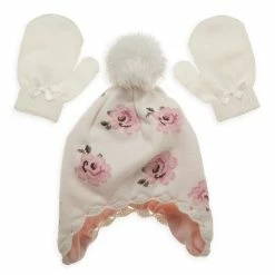 Outlet ✔️ Little Me® Newborn Vintage Rose Hat And Mitten Set In Ivory 👍