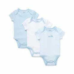 Best deal ❤️ Little Me® 3-Piece Train Bodysuits In Blue ⭐
