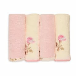 Promo 😉 Little Me® 4-Pack Vintage Rose Woven Washcloths In Pink 🌟