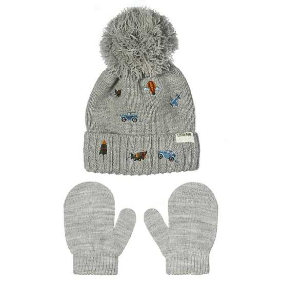 Best Pirce 🥰 Little Me® Newborn Transportation Hat And Mittens Set In Grey 👏
