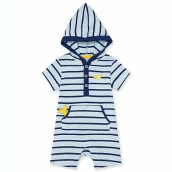Flash Sale 😍 Little Me® Whale Hooded Romper In Blue Stripe 💯