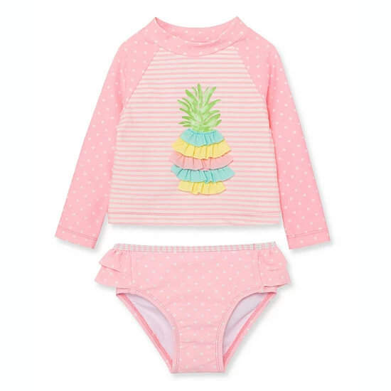 New ๐ Little Me® 2-Piece Pineapple Rash Guard ๐ฉฑ Swimsuit Set In Pink ๐